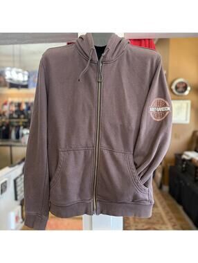 Harley Davidson sleeve logo black full zip hoodie Large